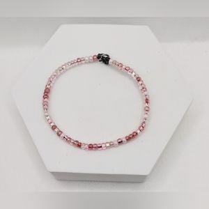 Fashion Pink and White Beaded Wire Bracelet